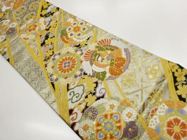 JAPANESE KIMONO / FUKURO OBI / WOVEN PHOENIX / FLORAL / BUTTERFLY / FL